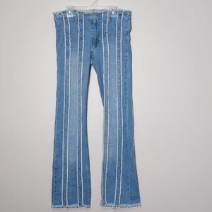 Y2K Wild Fable Low Rise Flare Jeans Raw Edge Frayed Stretch 70s Hippie Size 8